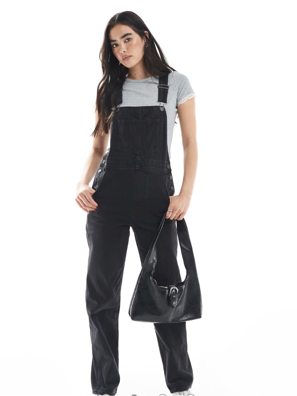 ASOS Black Washed Denim Overalls